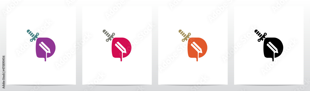 Knife Stab Letter Logo Design D Knife Stab Letter Logo Design D