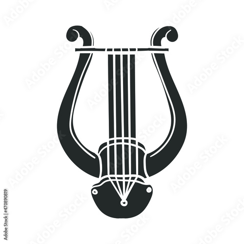 Arpa Lire Icon Silhouette Illustration. Music Instrument Vector Graphic Pictogram Symbol Clip Art. Doodle Sketch Black Sign.
