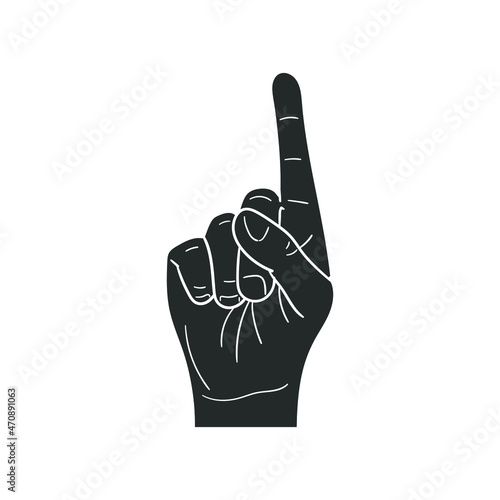 Index Ponting Icon Silhouette Illustration. Up Gesture Vector Graphic Pictogram Symbol Clip Art. Doodle Sketch Black Sign.