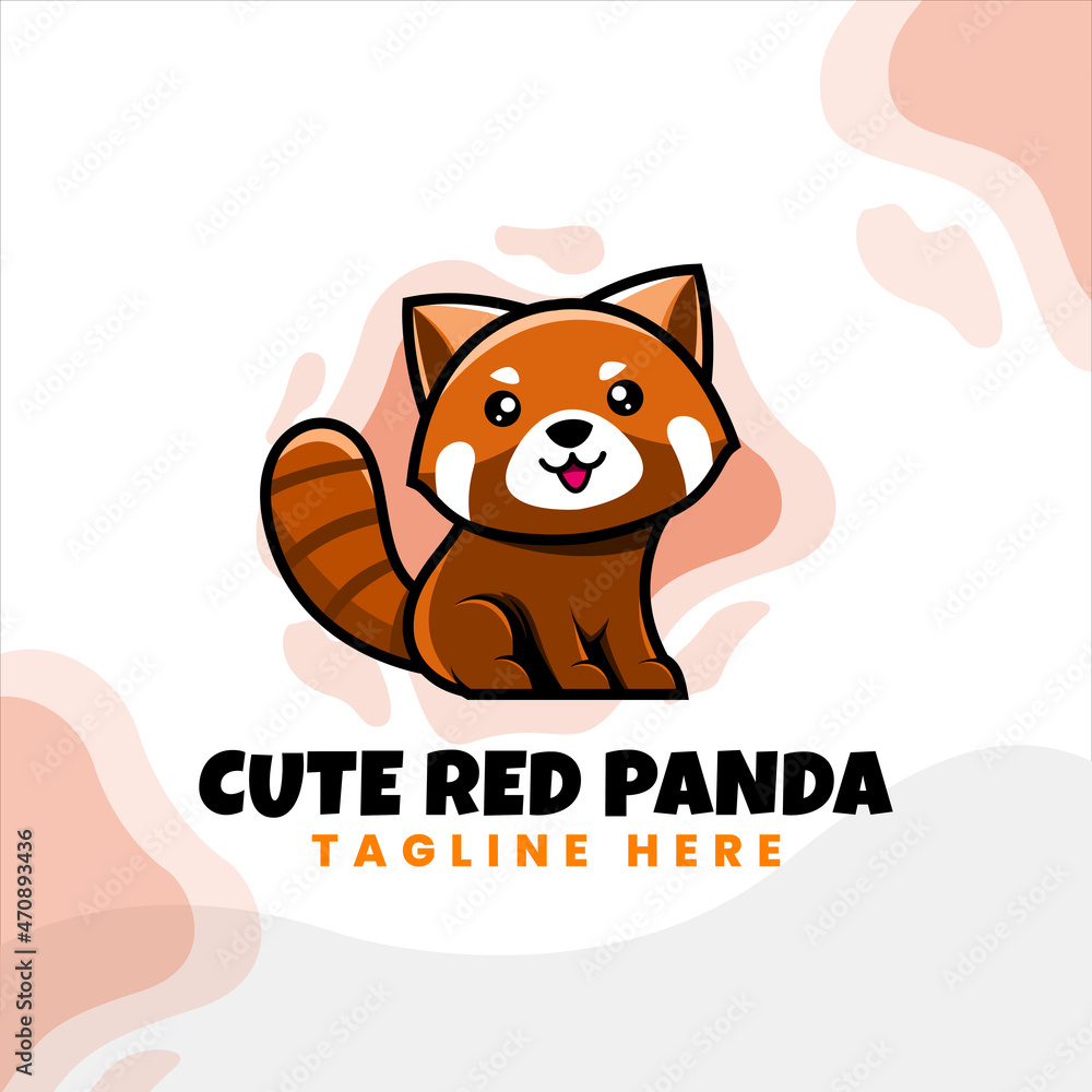 cute red panda character vector design