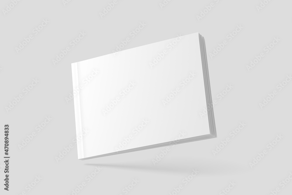 Fototapeta premium Softcover Landscape Book White Blank 3D Rendering Mockup