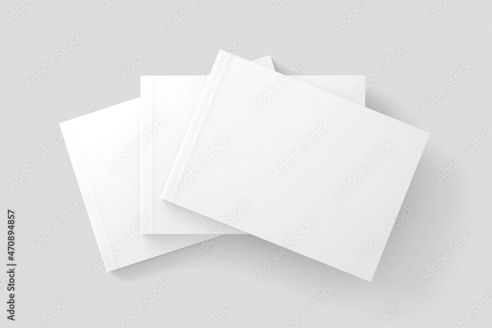 Softcover Landscape Book White Blank 3D Rendering Mockup Softcover Landscape Book White Blank 3D Rendering Mockup