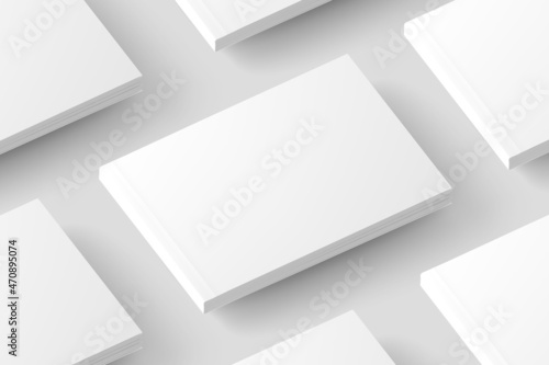 Softcover Landscape Book White Blank 3D Rendering Mockup