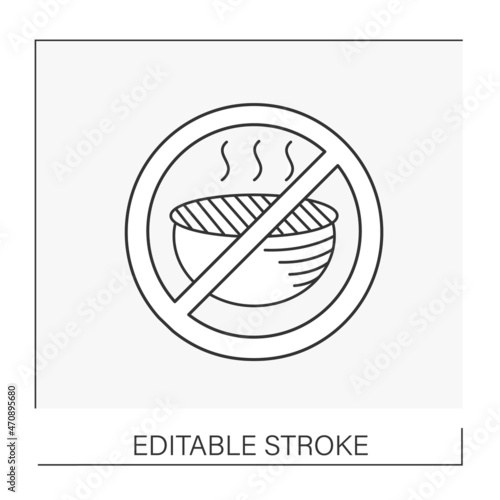  Pointer line icon. Limit actions with a grill. Prohibition of barbecue. BBQ concept. Isolated vector illustration. Editable stroke