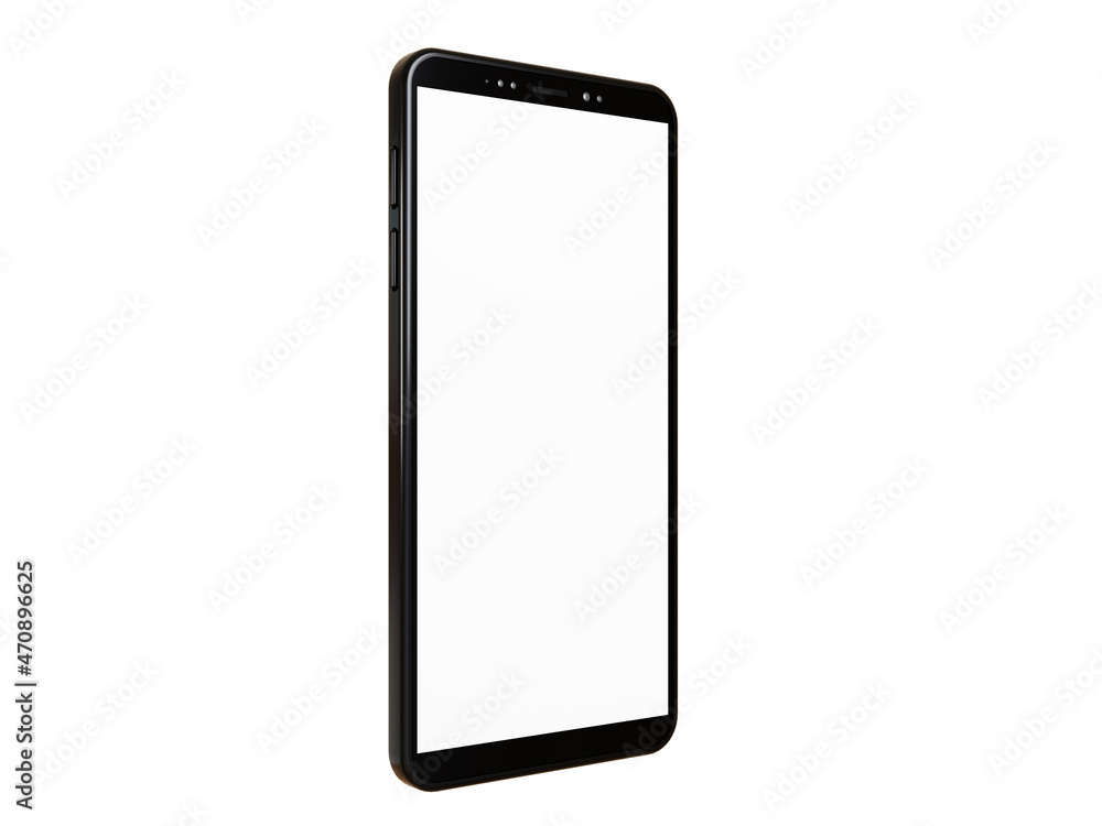 Smartphone isolated on white background with clipping path, mockup mobile white screen for graphic designer, 3D rendering illustration Smartphone isolated on white background with clipping path, mockup mobile white screen for graphic designer, 3D rendering illustration