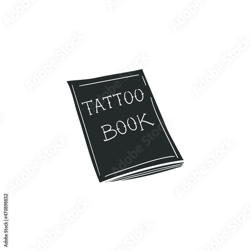 Tattoo Book Icon Silhouette Illustration. Portfolio Vector Graphic Pictogram Symbol Clip Art. Doodle Sketch Black Sign.