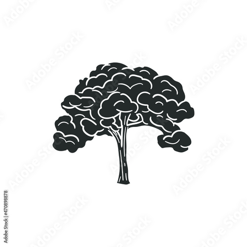 Tree Icon Silhouette Illustration. Nature Vector Graphic Pictogram Symbol Clip Art. Doodle Sketch Black Sign.