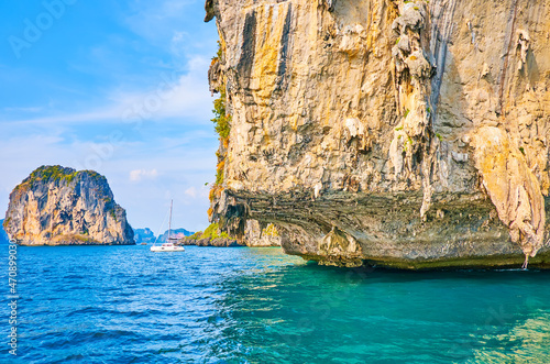 The rocky coast of Poda Island, Ao Nang, Thailand