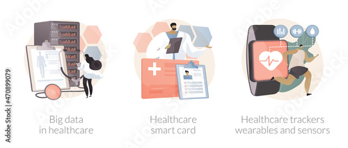 Electronic health records abstract concept vector illustrations.