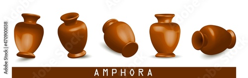 Antique vase. Greek amphora. Clay vase. The flowerpot is classic. old clay amphora isolated on white.