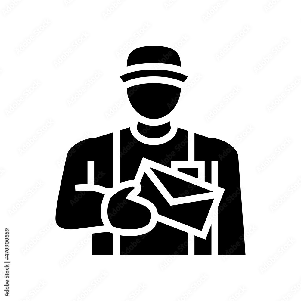 postman worker glyph icon vector. postman worker sign. isolated contour symbol black illustration