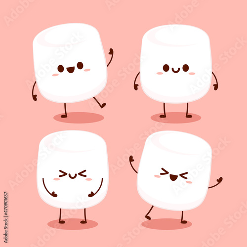 Marshmallow cartoon. marshmallow character design. Marshmallow vector.