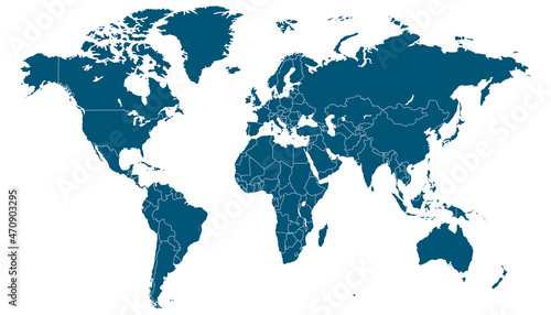 Fototapeta Naklejka Na Ścianę i Meble -  World map. Color vector modern. Silhouette map	