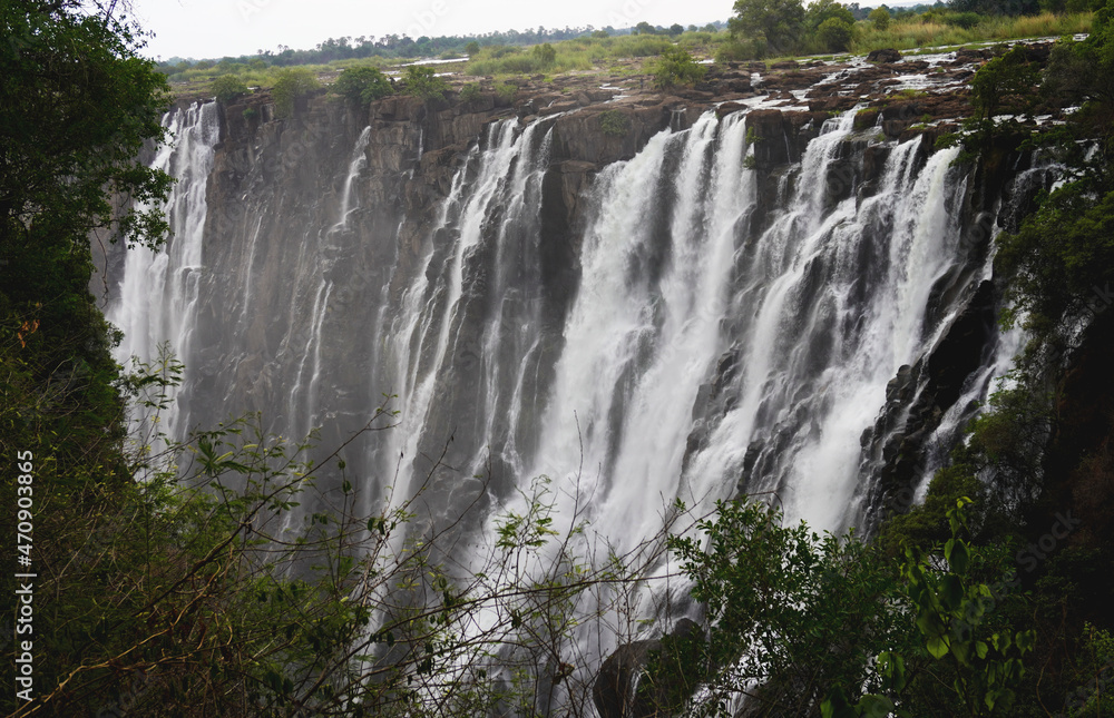 Naklejka premium Victoria falls dry season Zambia view