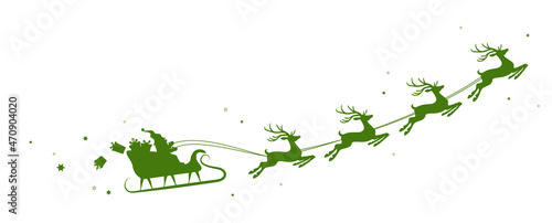 christmas Santa Claus with his sled and reindeer