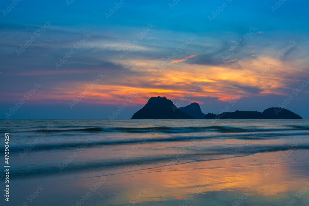 mountains and sea in the morning,Phang Nga Bay Sunrise