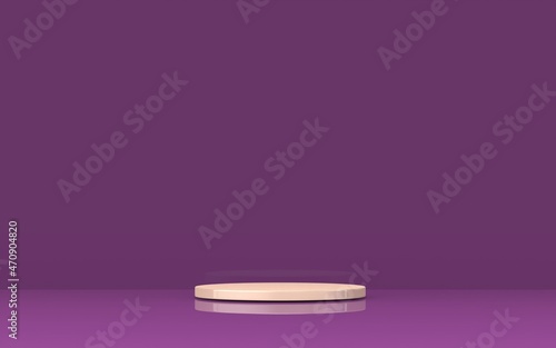 3d stage podium stand purple background minimal with nude cream color for product display and advertising