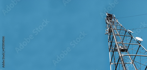 Mobile Antenna 5G. Internet wave network. Internet globalization	