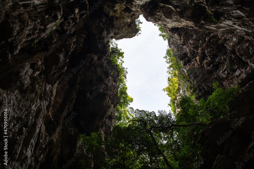 View from inside deer cave in gunung mulu national park 