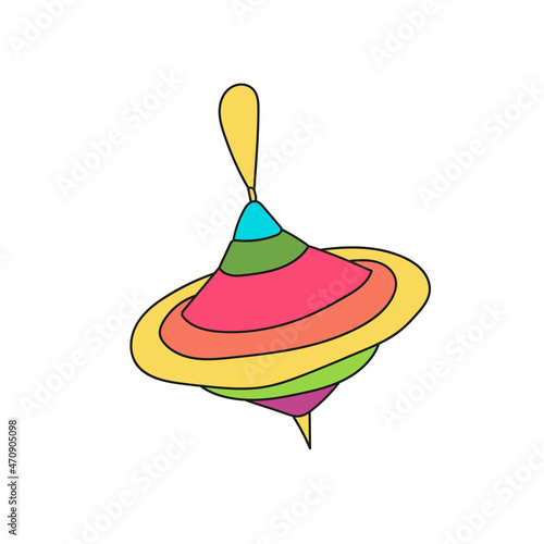 Simple cartoon icon. Color vector illustration of a whirligig child toy. Hand drawn icon and symbol for print on baby clothes, poster, sticker, card