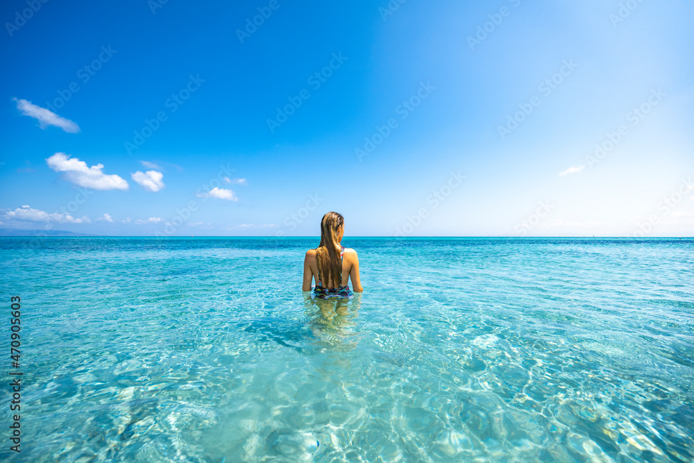 A girl bathing in Stintino beach called 
