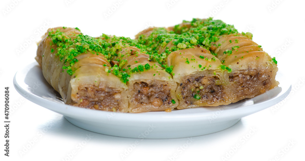 Turkish sweets baklava on plate Turkish sweets baklava on plate