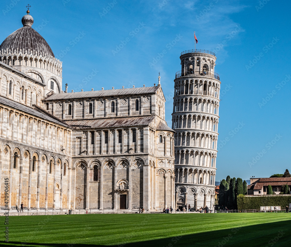 Leaning Tower of Pisa in Tuscany, a Unesco World Heritage Site and one of the most recognized and famous buildings in the world.