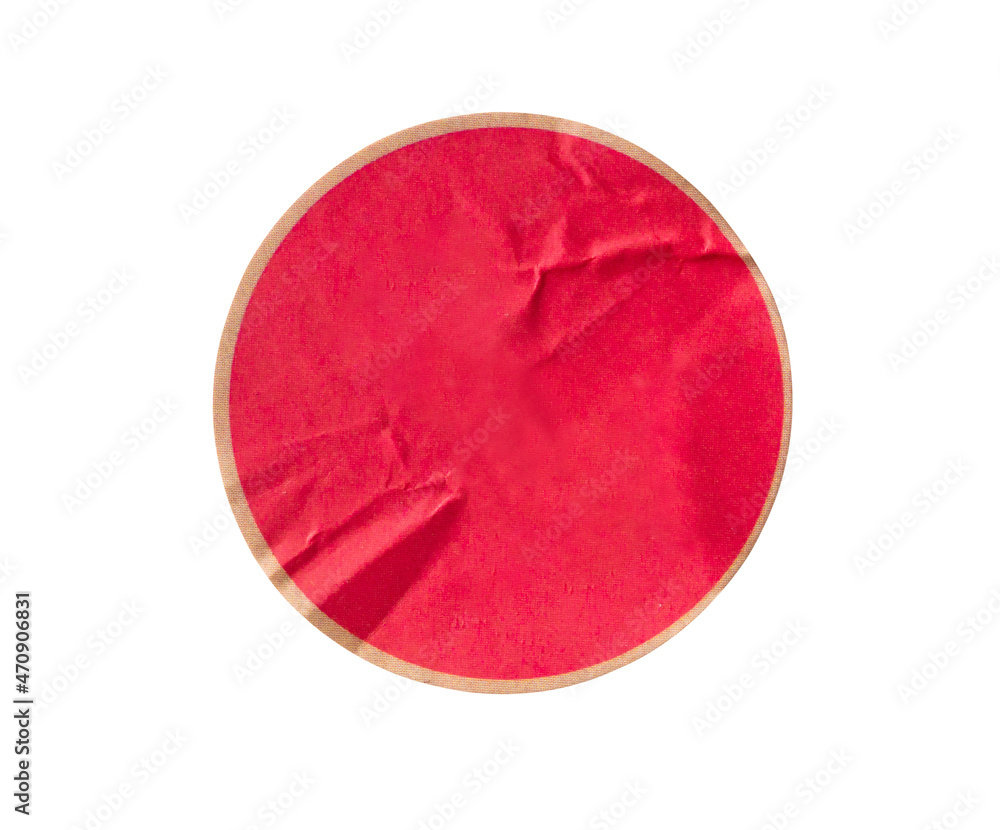 Blank red round adhesive paper sticker label isolated on white background Blank red round adhesive paper sticker label isolated on white background