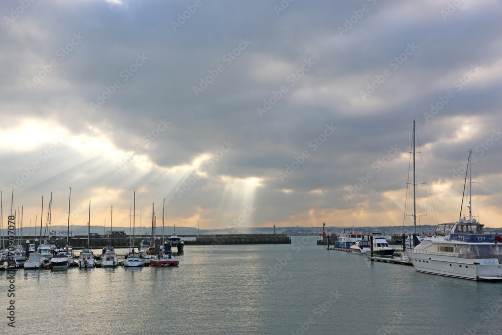 	
Storm clouds over Torquay harbour, Devon	