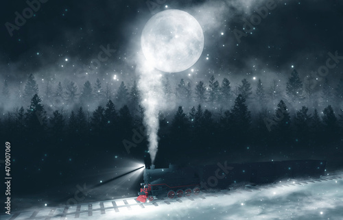 Night fantasy landscape wit...