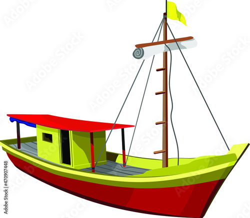 Traditional Fishing Boat Transportation Vector