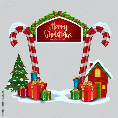 marry Christmas entrance arch. vector illustration design
