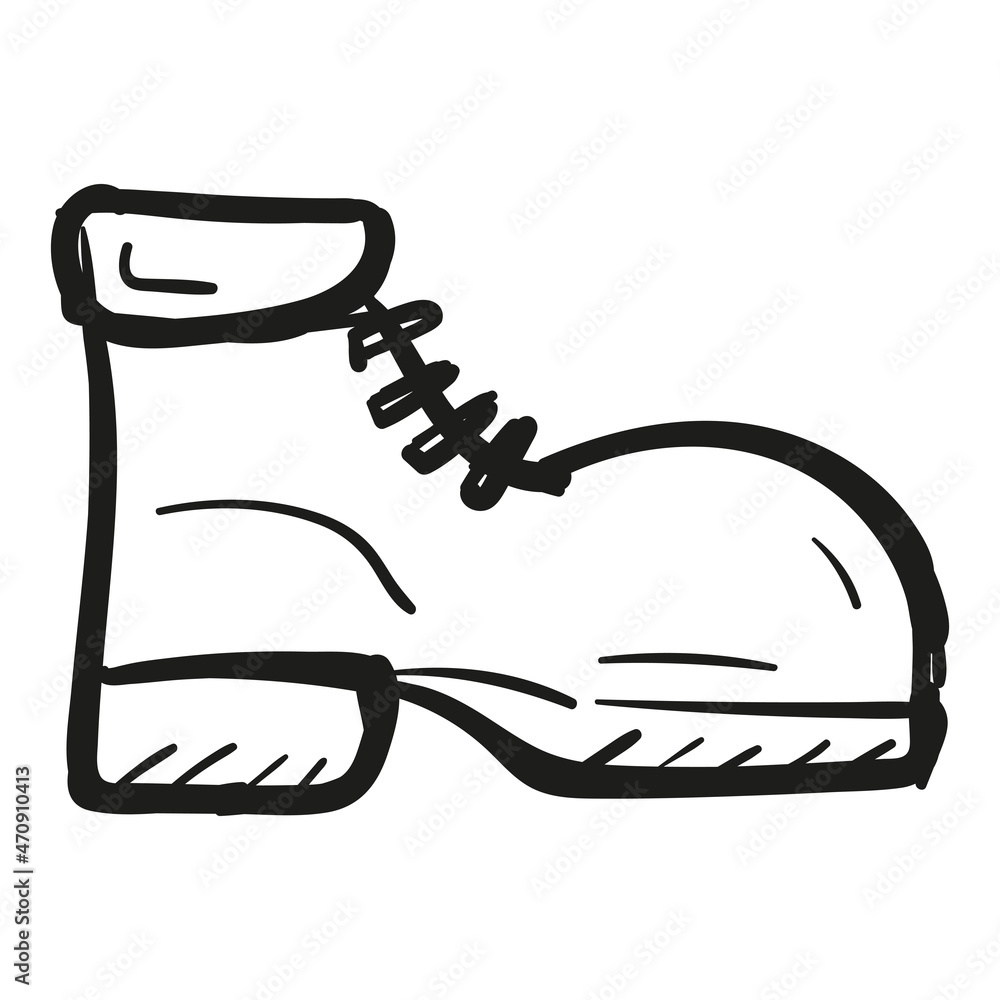 Hand drawn hipster Boot icon in doodle style isolated Hand drawn hipster Boot icon in doodle style isolated