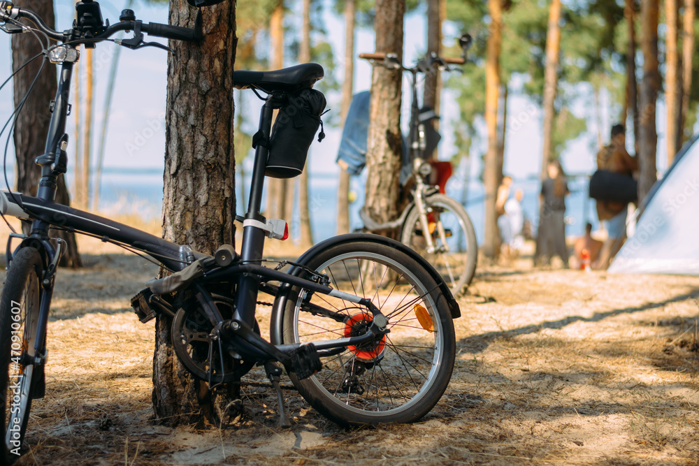 Fototapeta premium Bicycle in nature near the camping