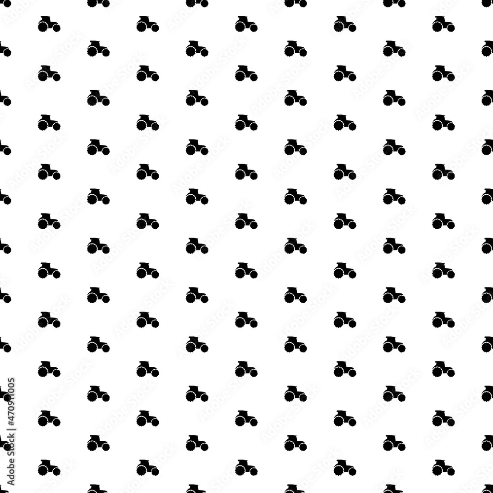 Square seamless background pattern from geometric shapes. The pattern is evenly filled with big black tractor symbols. Vector illustration on white background