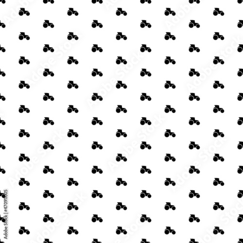 Square seamless background pattern from geometric shapes. The pattern is evenly filled with big black tractor symbols. Vector illustration on white background
