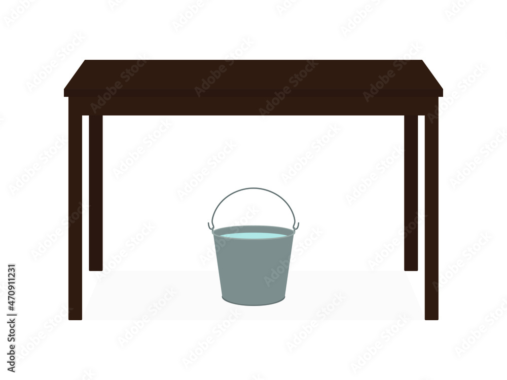 A bucket of water stands under the table on a white background Stock Vector Adobe Stock