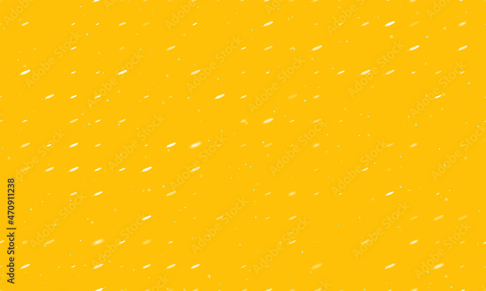 Seamless background pattern of evenly spaced white feather symbols of different sizes and opacity. Vector illustration on amber background with stars Seamless background pattern of evenly spaced white feather symbols of different sizes and opacity. Vector illustration on amber background with stars