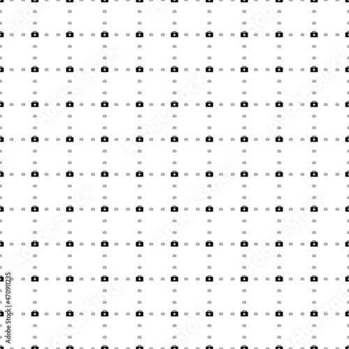 Square seamless background pattern from geometric shapes are different sizes and opacity. The pattern is evenly filled with small black first aid symbols. Vector illustration on white background