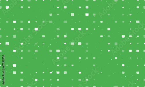 Seamless background pattern of evenly spaced white ladies handbag symbols of different sizes and opacity. Vector illustration on green background with stars