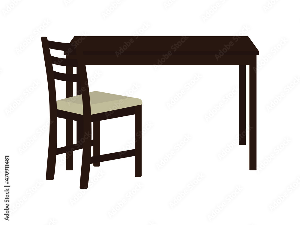 Table and chair on white background Table and chair on white background