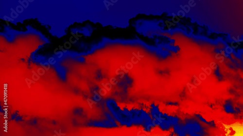 Cloudy landscape (cloudscape). View from above, from the window of the aircraft. Illustration of thermal image photo