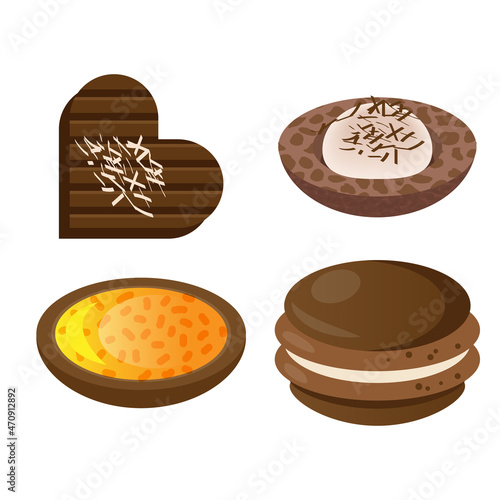 set of cookies concept chocolate dessert food vector style