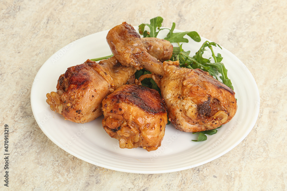 Roasted chicken leg with rucola Roasted chicken leg with rucola