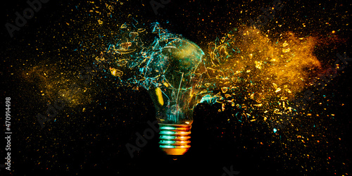 explosion of a tungsten light bulb photo