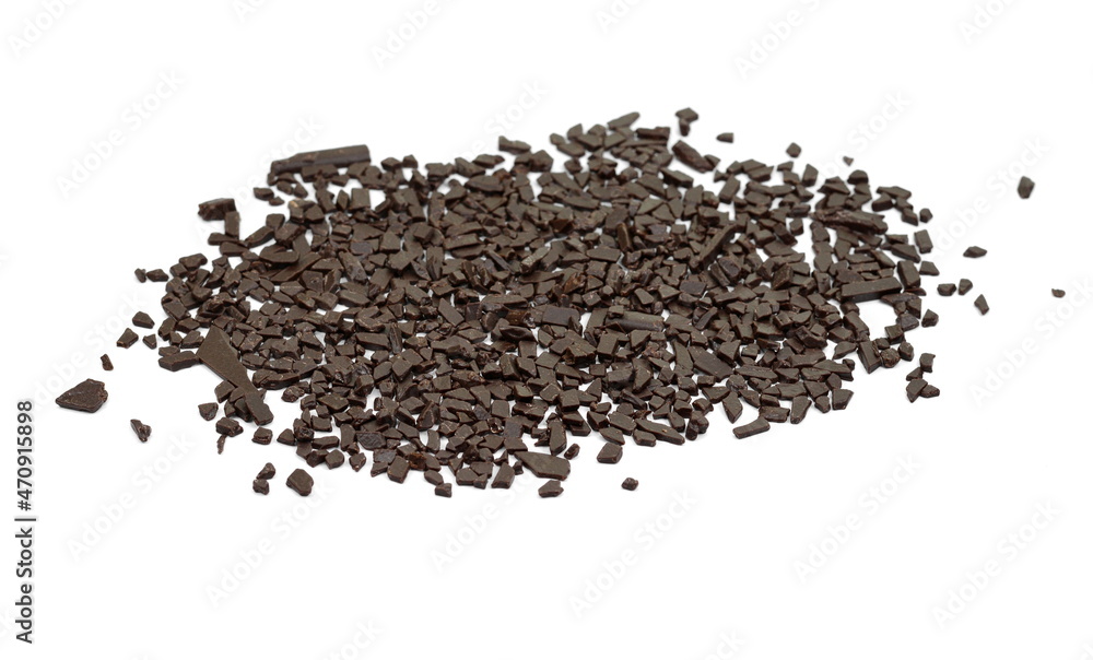 Chocolate sprinkles isolated on white background. Grated chocolate isolated on white background. Chocolate sprinkles isolated on white background. Grated chocolate isolated on white background.