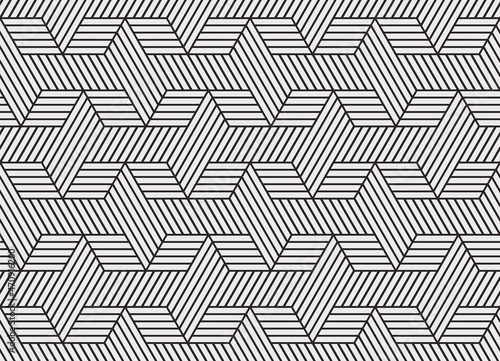 Pattern with contrasting lines forming trendy geometric background. Seamless linear texture for textile, fabric and wrapping. Modern graphic design.