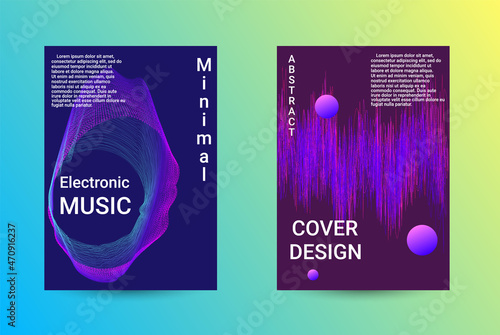 Set of modern abstract musical backgrounds. Sound flyer for creating a fashionable cover, banner, poster, booklet.