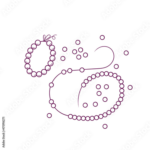 Handmade craft beads creation bijouterie vector illustration isolated on white background