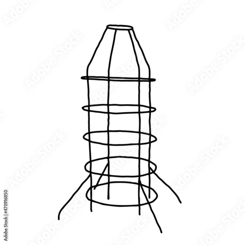Beautiful hand-drawn black vector illustration of a metal swedish wall rocket for children isolated on a white background